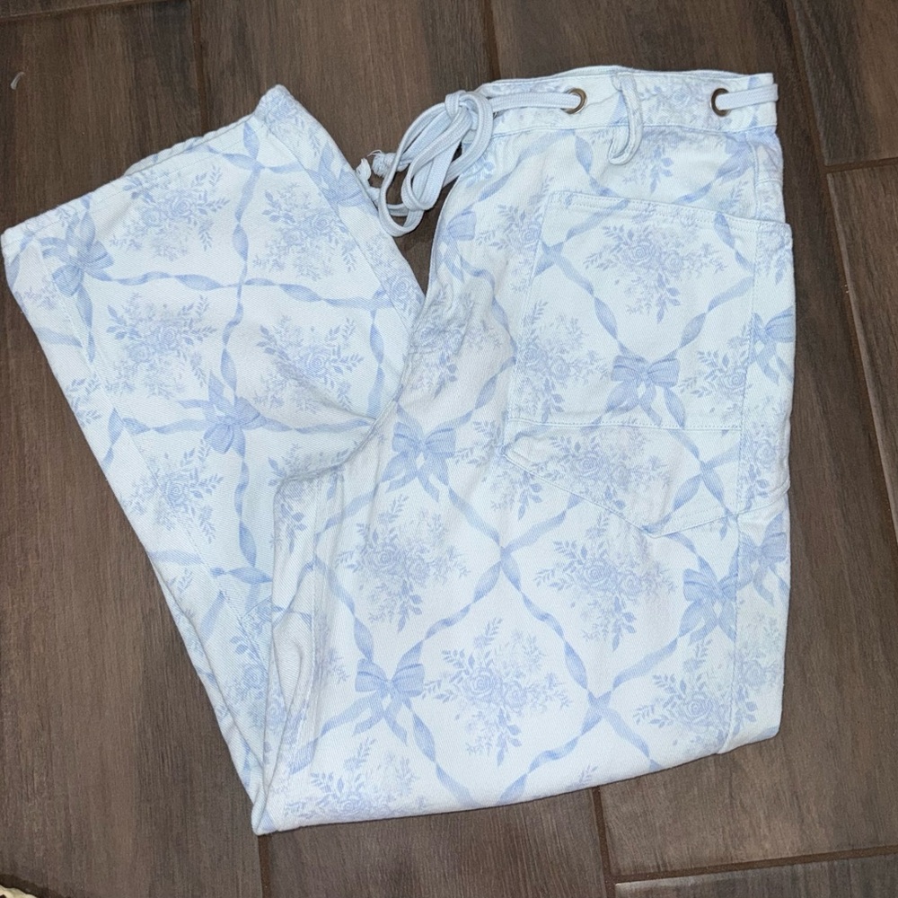 Women's Rareraw Blue Cropped Pants Bow Design - Picture 5 of 12